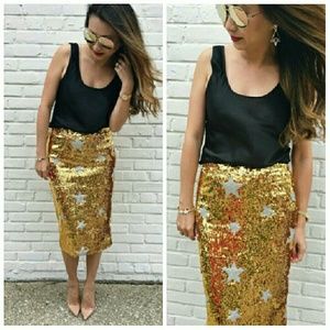 T&J Designs Skirts - Gold Sequin Pencil Skirt Fits 10-15 T&J Designs Skirts - Gold Sequin Pencil Skirt Fits 10-15
